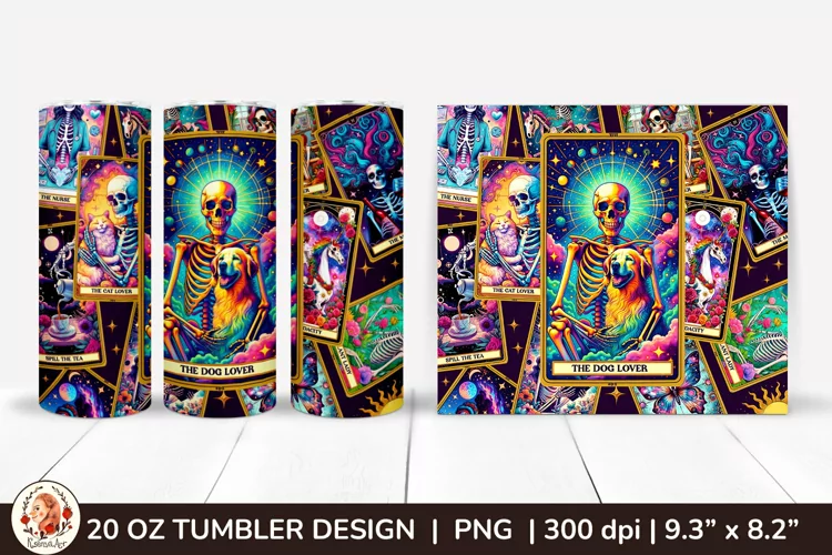 Sarcastic Tarot Tumbler Wrap, Skeleton Tumbler, Funny Tarot