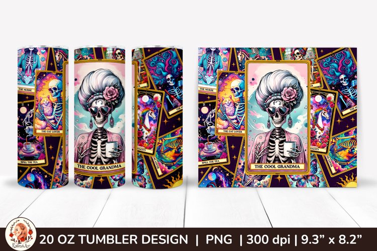 Sarcastic Tarot Tumbler Wrap, Skeleton Tumbler, Funny Tarot