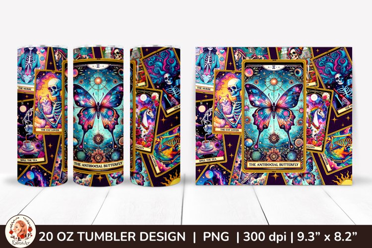 Sarcastic Tarot Tumbler Wrap, Skeleton Tumbler, Funny Tarot example image 1
