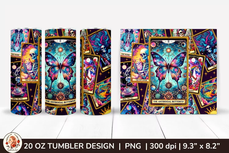 Sarcastic Tarot Tumbler Wrap, Skeleton Tumbler, Funny Tarot