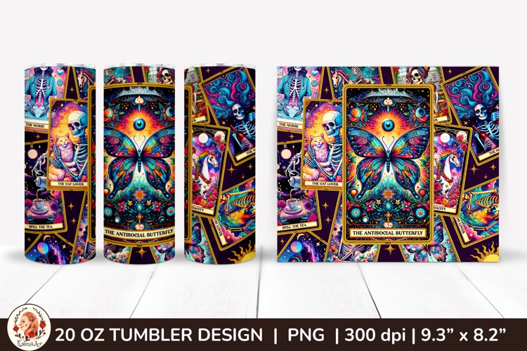 Sarcastic Tarot Tumbler Wrap, Skeleton Tumbler, Funny Tarot example image 1