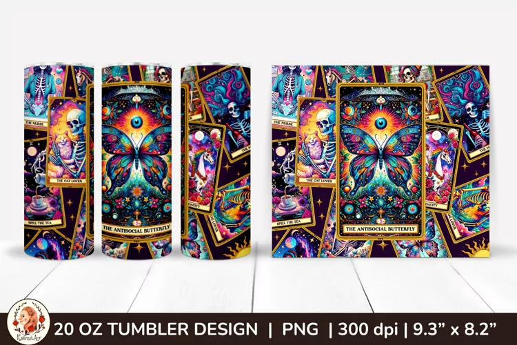 Sarcastic Tarot Tumbler Wrap, Skeleton Tumbler, Funny Tarot
