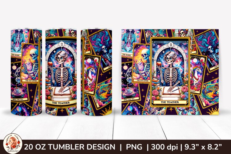 Sarcastic Tarot Tumbler Wrap, Skeleton Tumbler, Funny Tarot example image 1