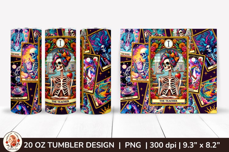 Sarcastic Tarot Tumbler Wrap, Skeleton Tumbler, Funny Tarot example image 1