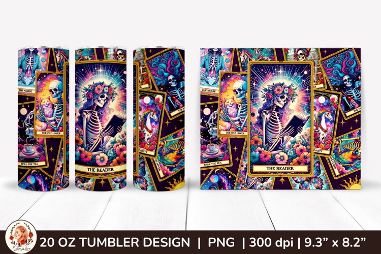 Sarcastic Tarot Tumbler Wrap, Skeleton Tumbler, Funny Tarot example image 1
