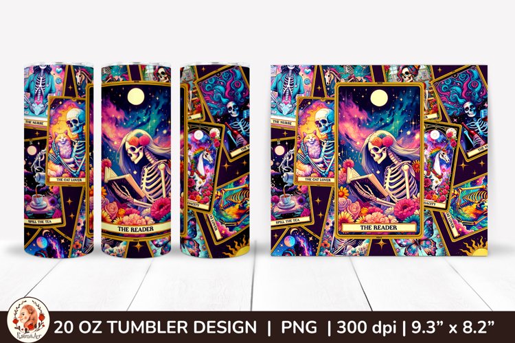 Sarcastic Tarot Tumbler Wrap, Skeleton Tumbler, Funny Tarot