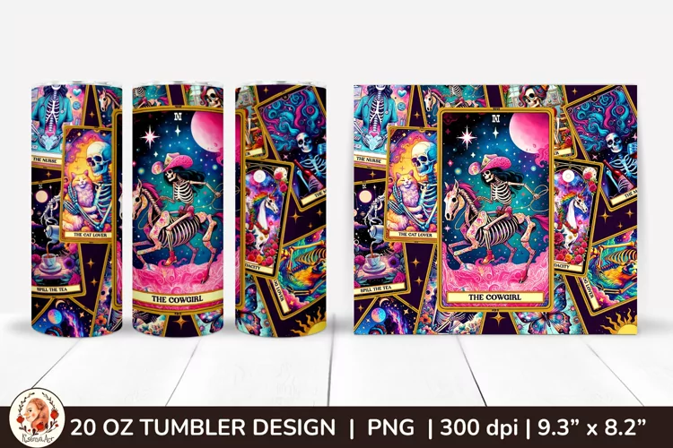 Sarcastic Tarot Tumbler Wrap, Skeleton Tumbler, Funny Tarot