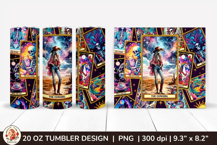 Sarcastic Tarot Tumbler Wrap, Skeleton Tumbler, Funny Tarot