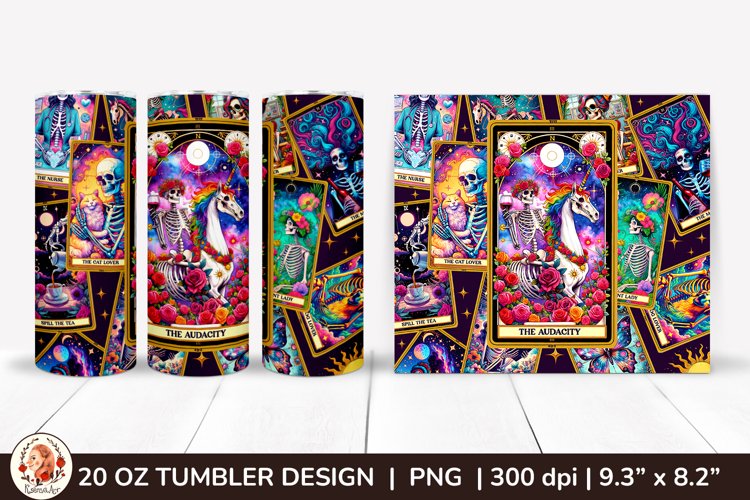 Sarcastic Tarot Tumbler Wrap, Skeleton Tumbler, Funny Tarot example image 1