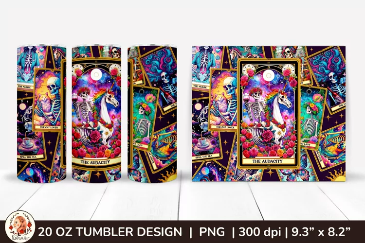 Sarcastic Tarot Tumbler Wrap, Skeleton Tumbler, Funny Tarot