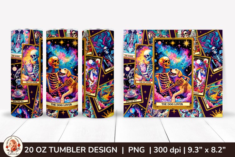 Sarcastic Tarot Tumbler Wrap, Skeleton Tumbler, Funny Tarot example image 1