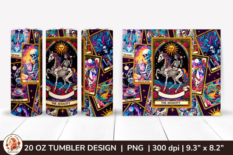 Sarcastic Tarot Tumbler Wrap, Skeleton Tumbler, Funny Tarot example image 1