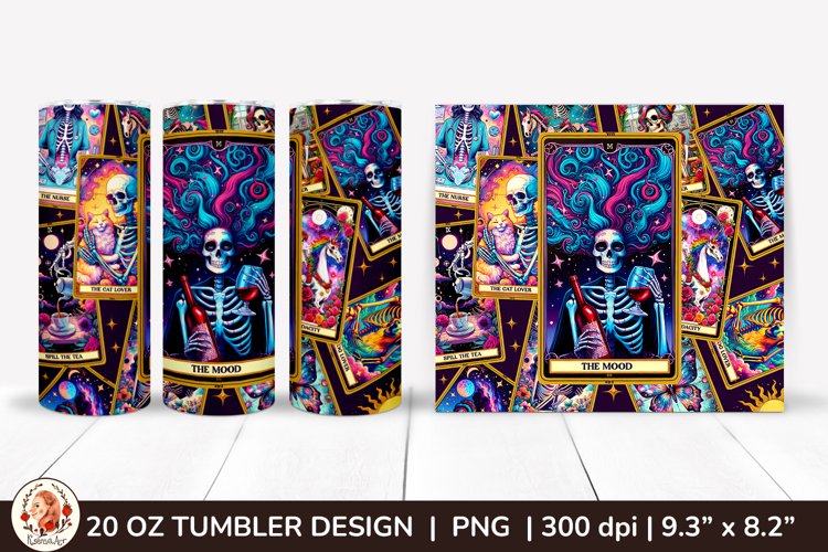 Sarcastic Tarot Tumbler Wrap, Skeleton Tumbler, Funny Tarot