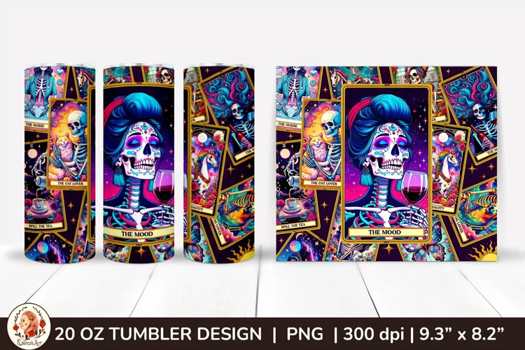 Sarcastic Tarot Tumbler Wrap, Skeleton Tumbler, Funny Tarot