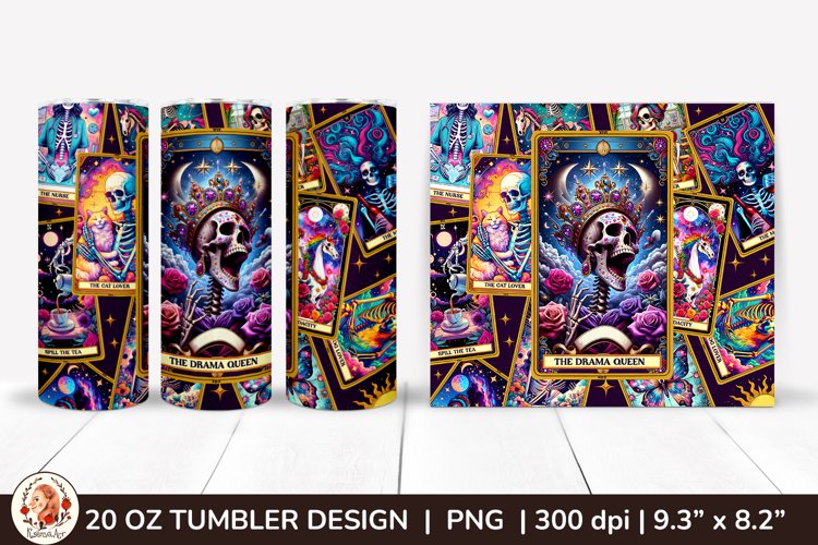 Sarcastic Tarot Tumbler Wrap, Skeleton Tumbler, Funny Tarot example image 1