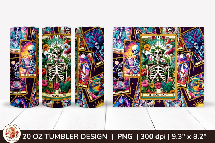 Sarcastic Tarot Tumbler Wrap, Skeleton Tumbler, Funny Tarot example image 1