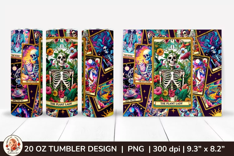 Sarcastic Tarot Tumbler Wrap, Skeleton Tumbler, Funny Tarot