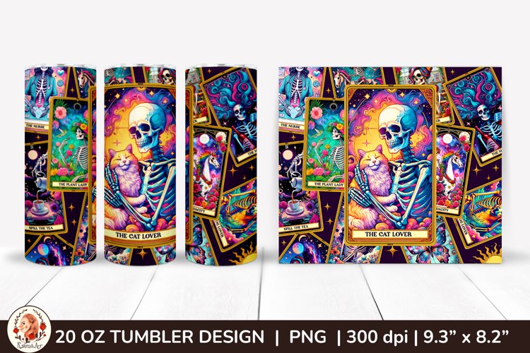 Sarcastic Tarot Tumbler Wrap, Skeleton Tumbler, Funny Tarot example image 1