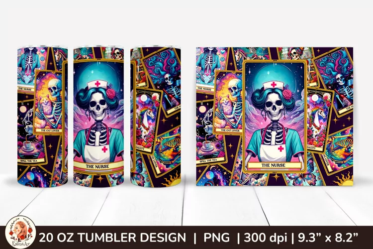 Sarcastic Tarot Tumbler Wrap, Skeleton Tumbler, Funny Tarot