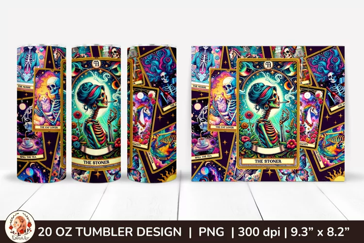 Sarcastic Tarot Tumbler Wrap, Skeleton Tumbler, Funny Tarot