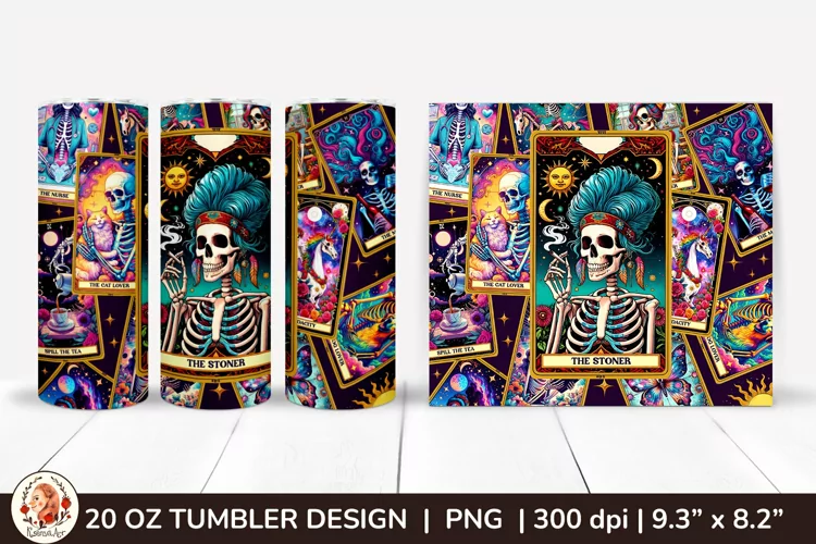 Sarcastic Tarot Tumbler Wrap, Skeleton Tumbler, Funny Tarot