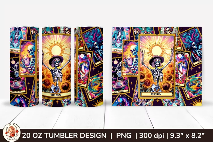 Sarcastic Tarot Tumbler Wrap, Skeleton Tumbler, Funny Tarot