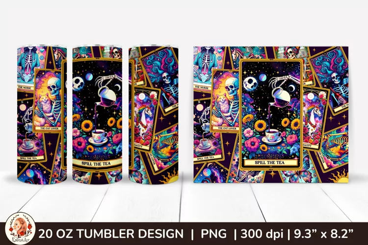 Sarcastic Tarot Tumbler Wrap, Skeleton Tumbler, Funny Tarot