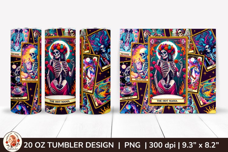 Sarcastic Tarot Tumbler Wrap, Skeleton Tumbler, Funny Tarot example image 1