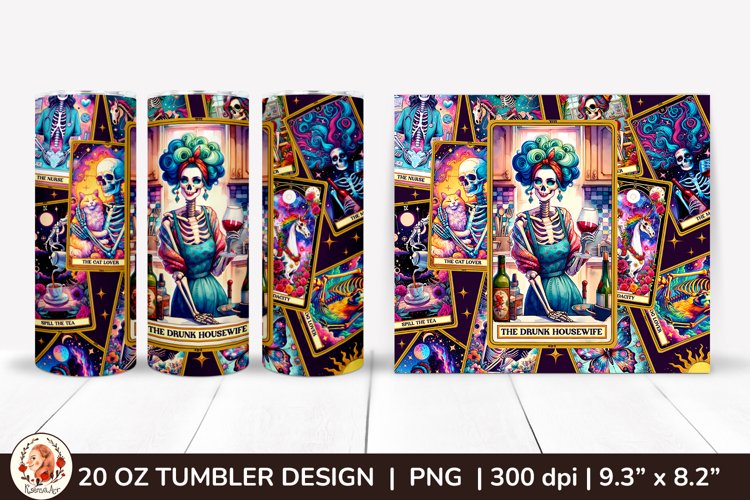 Sarcastic Tarot Tumbler Wrap, Skeleton Tumbler, Funny Tarot example image 1