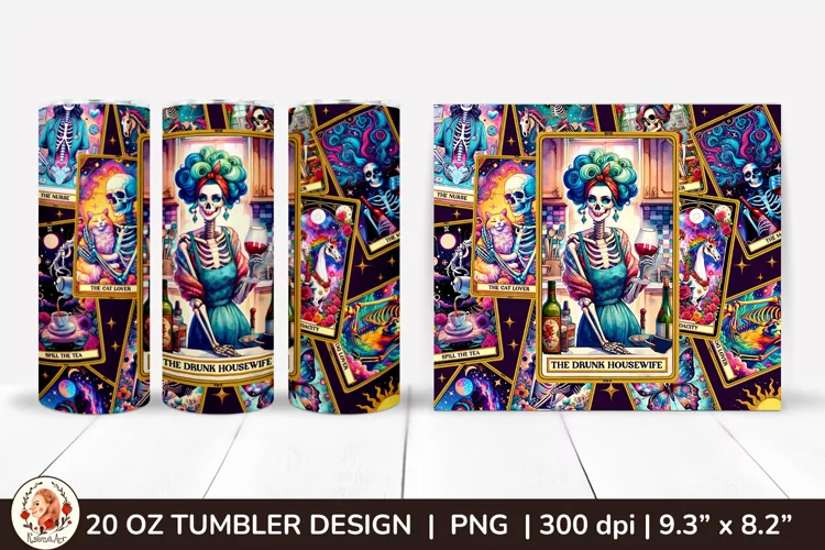 Sarcastic Tarot Tumbler Wrap, Skeleton Tumbler, Funny Tarot