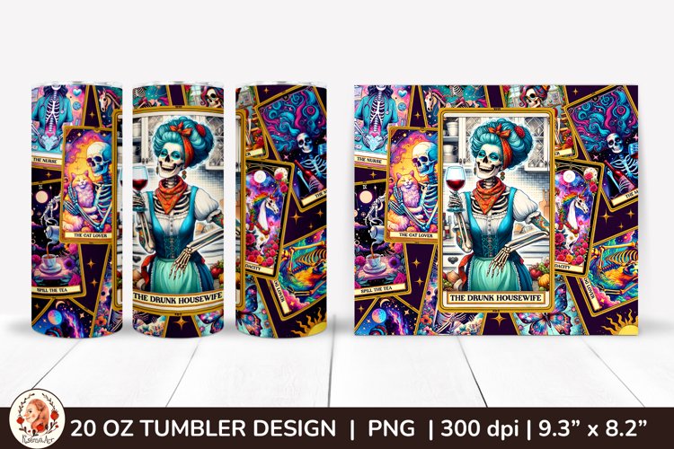 Sarcastic Tarot Tumbler Wrap, Skeleton Tumbler, Funny Tarot example image 1