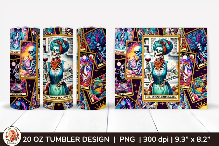 Sarcastic Tarot Tumbler Wrap, Skeleton Tumbler, Funny Tarot