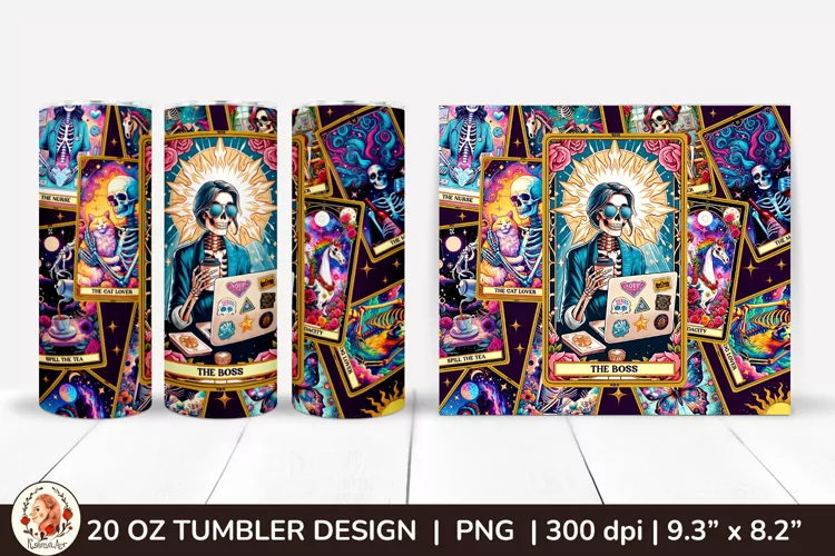Sarcastic Tarot Tumbler Wrap, Skeleton Tumbler, Funny Tarot