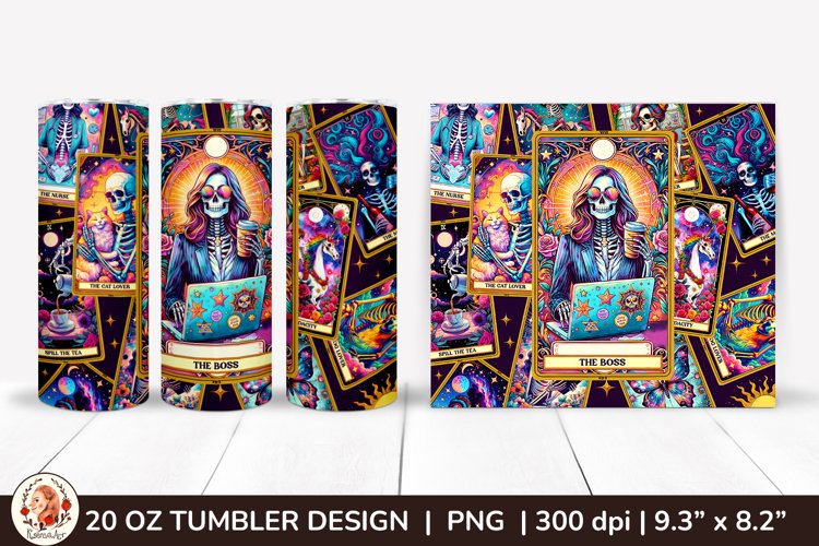 Sarcastic Tarot Tumbler Wrap, Skeleton Tumbler, Funny Tarot
