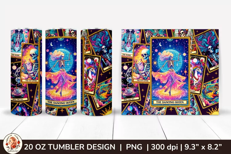 Sarcastic Tarot Tumbler Wrap, Skeleton Tumbler, Funny Tarot
