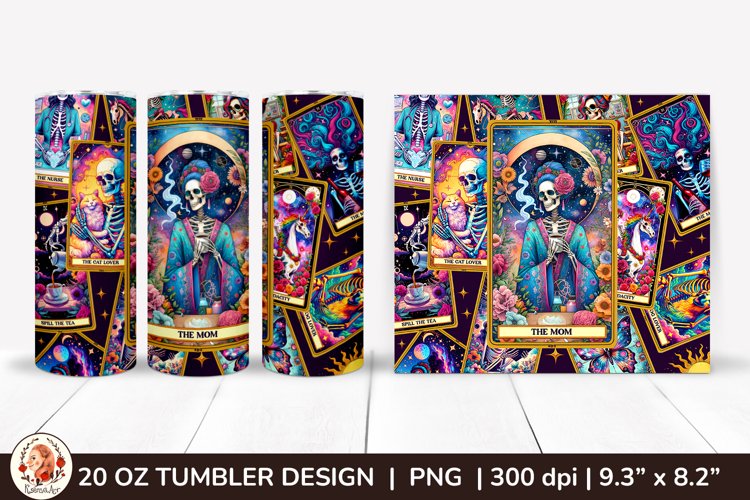 Sarcastic Tarot Tumbler Wrap, Skeleton Tumbler, Funny Tarot example image 1