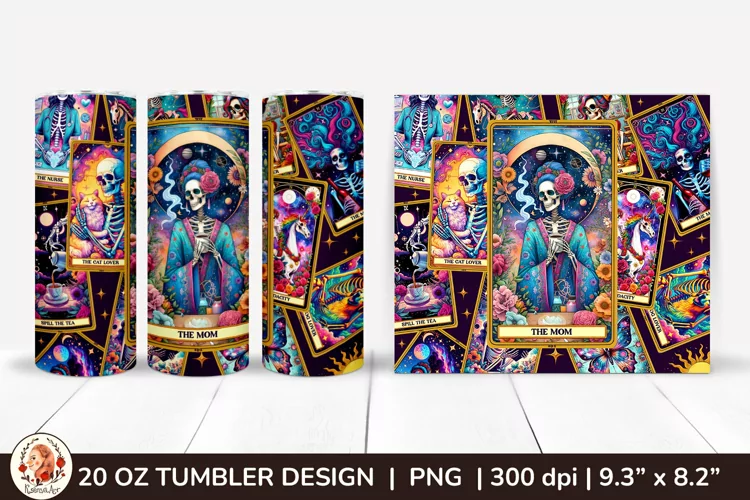 Sarcastic Tarot Tumbler Wrap, Skeleton Tumbler, Funny Tarot