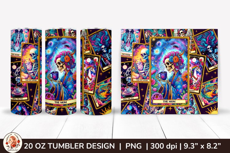 Sarcastic Tarot Tumbler Wrap, Skeleton Tumbler, Funny Tarot