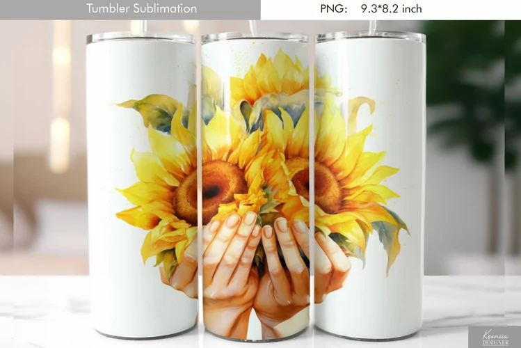 Watercolor Sunflower|Wild Flowers Tumbler Design