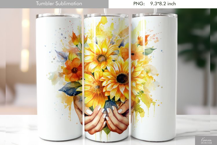 Watercolor Sunflower|Wild Flowers Tumbler Design