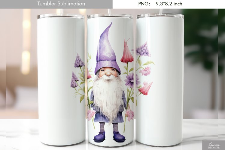 Watercolor Cute Gnome|Mushroom Tumbler Design