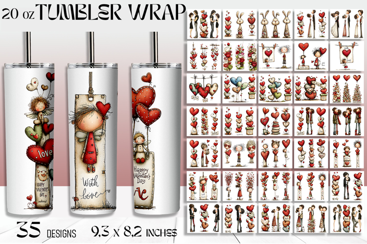 Valentine Day Tumbler Wrap, Sublimation bundle