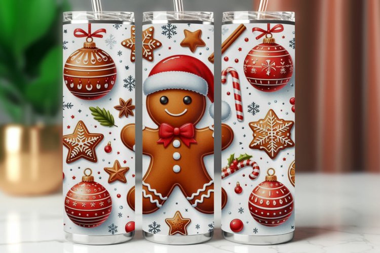 Tumbler Wrap 20 oz - gingerbread man christmas