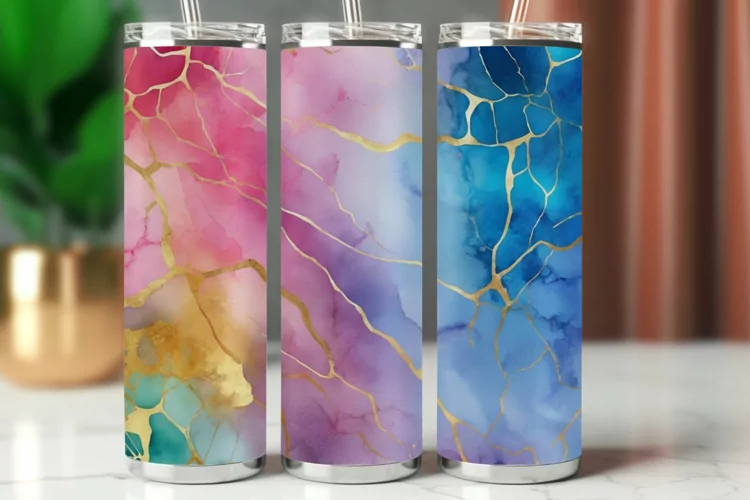 Tumbler Wrap 20 oz - watercolor marble