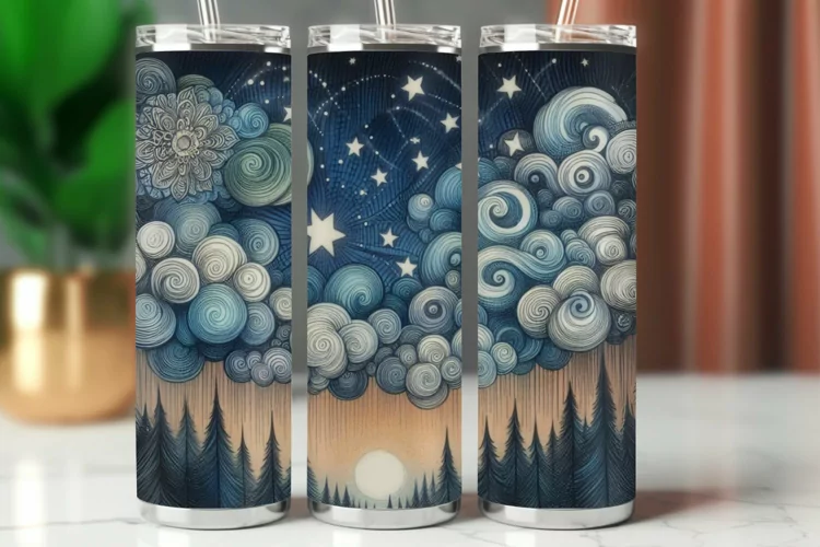 Tumbler Wrap 20 oz - watercolor forest