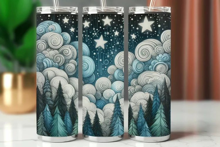 Tumbler Wrap 20 oz - watercolor forest