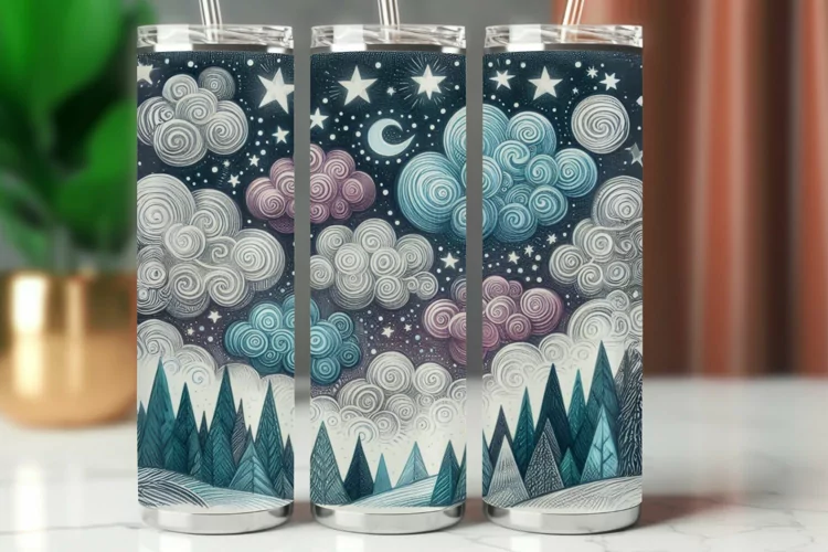 Tumbler Wrap 20 oz - watercolor forest