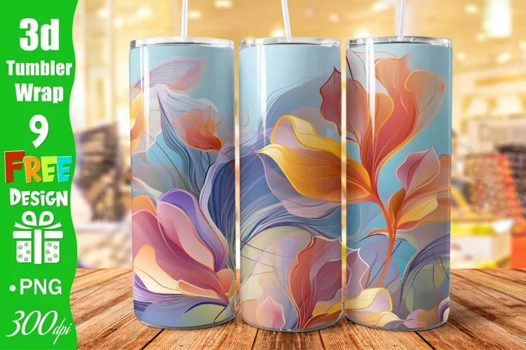Flowers 20 oz Skinny Tumbler Sublimation Design