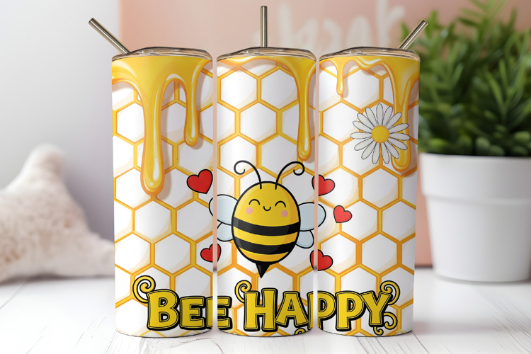 Happy Bee Tumbler Wrap Design