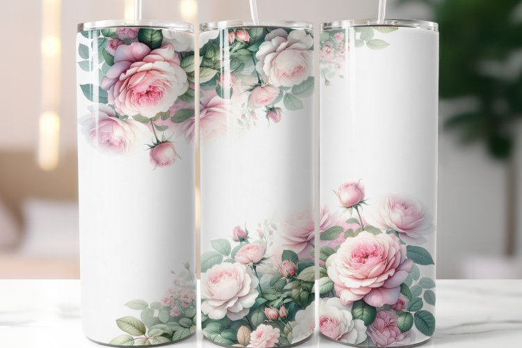 Pink Floral 20 oz Skinny Tumbler Wrap Sublimation